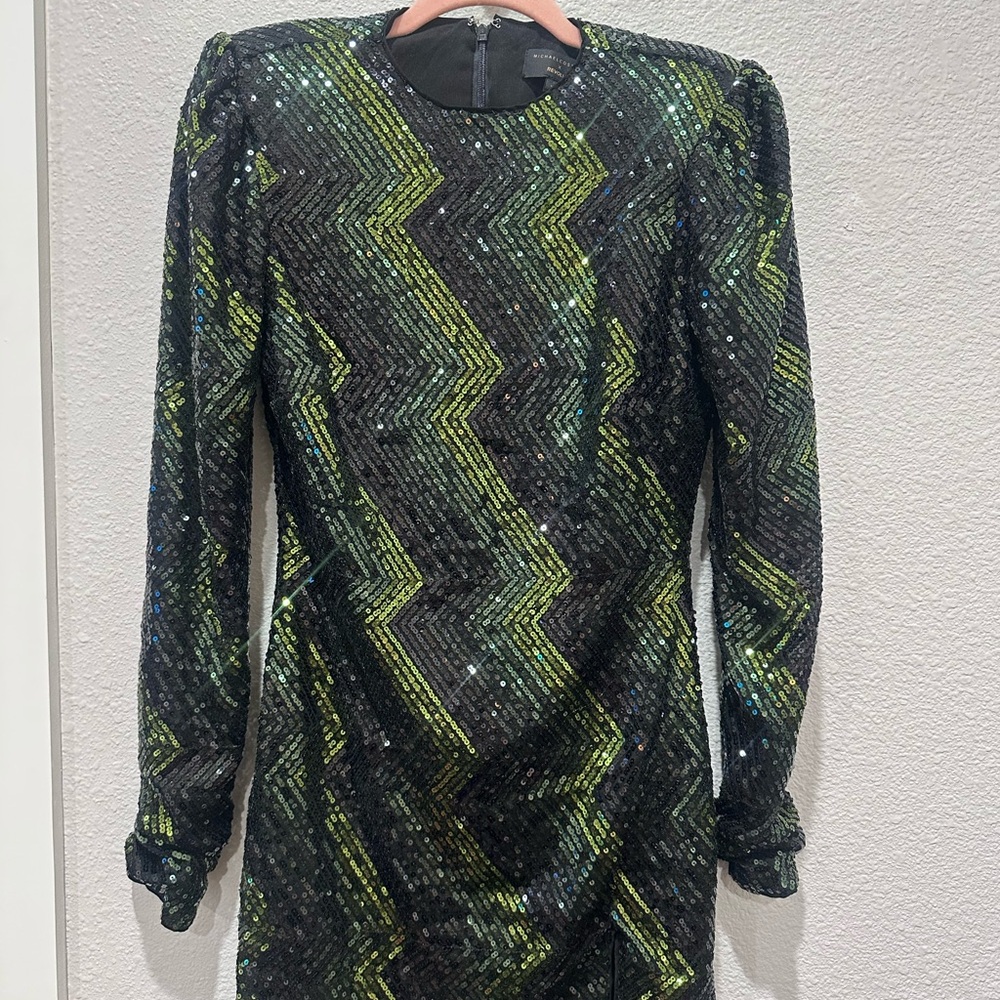 Michael Costello X Revolve NWOT Sequin Structured Shoulder Party Dress Small